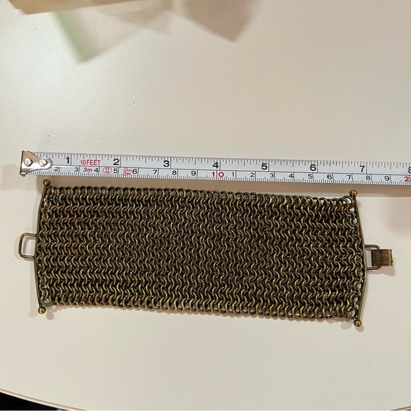 Vintage Y2K Heavy Gold Chainmail Victorian Medieval goth wide bracelet - Picture 14 of 17